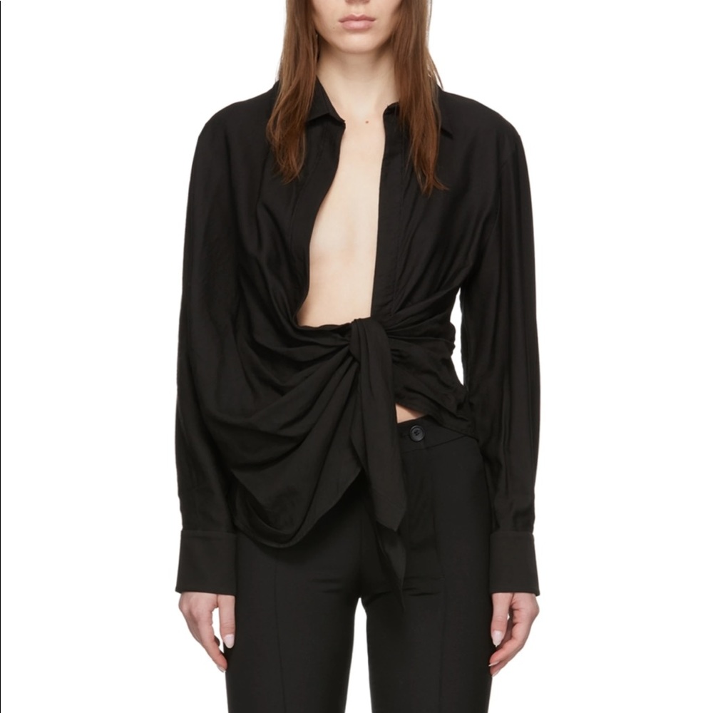 JACQUEMUS La Chemise Bahia front tie top size 46 F